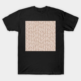 Taupe Minimalist Leaves Pattern T-Shirt